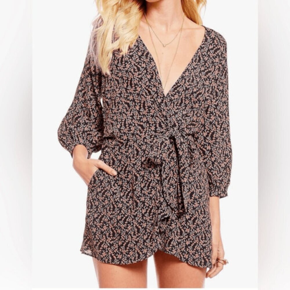Free People Womens Clara Floral Mini Tunic Dress- Size Medium